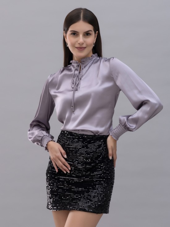 Smocking Satin Top