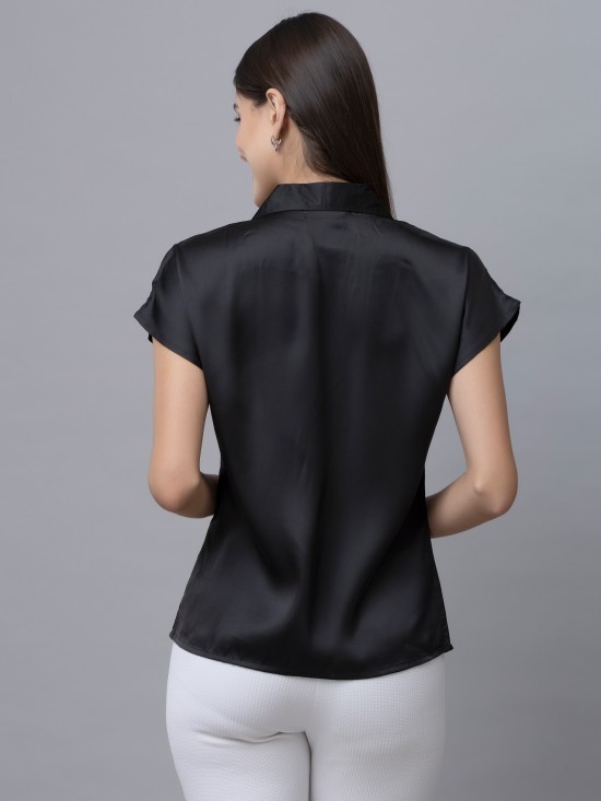 Short Sleeves Satin Shirt