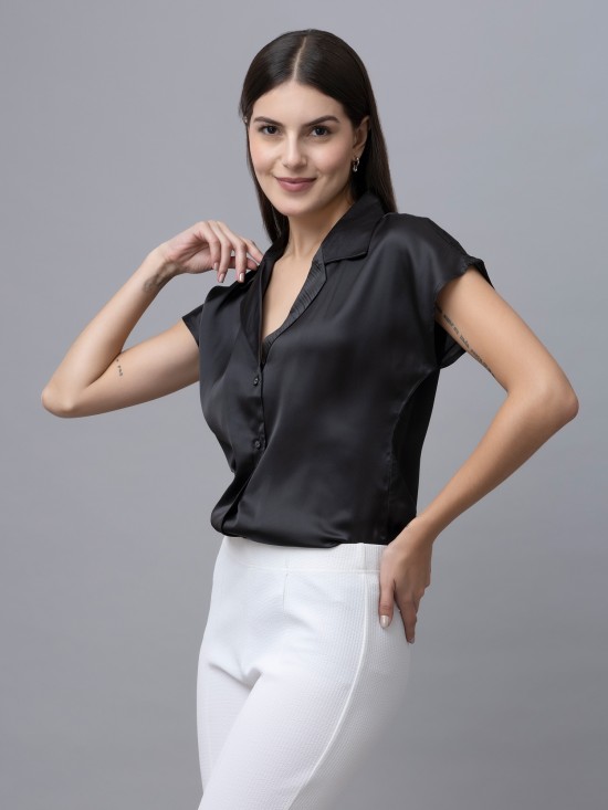 Short Sleeves Satin Shirt