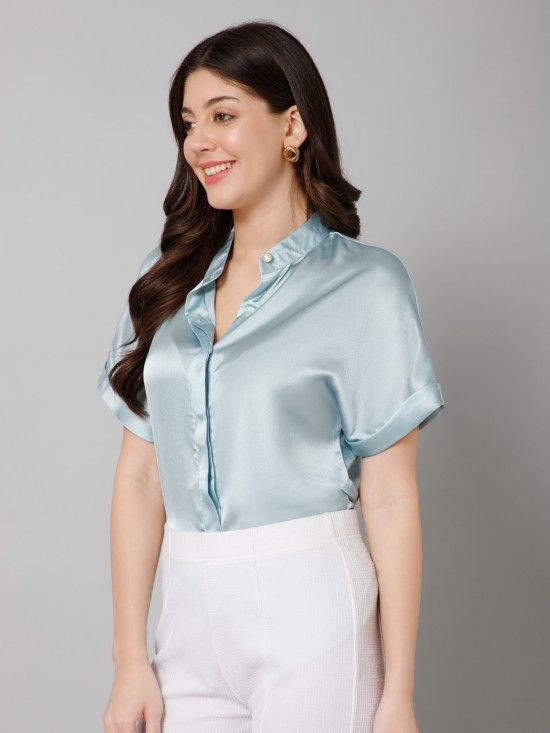 Short Sleeves Satin Shirt