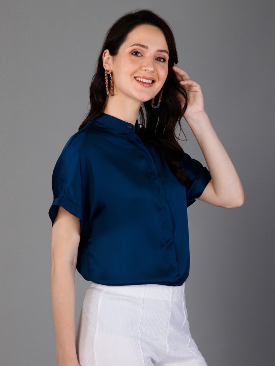 Short Sleeves Satin Shirt