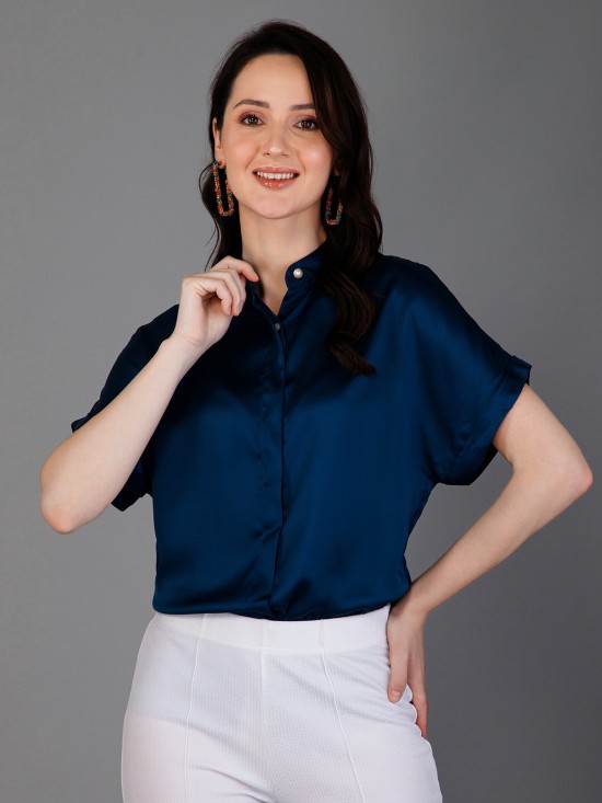 Short Sleeves Satin Shirt