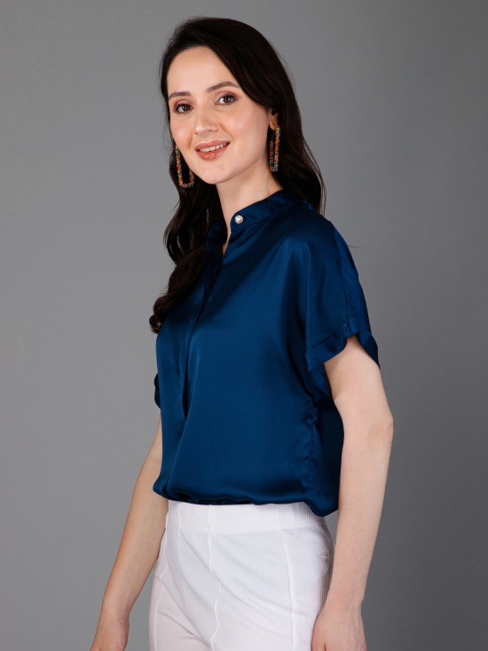 Short Sleeves Satin Shirt