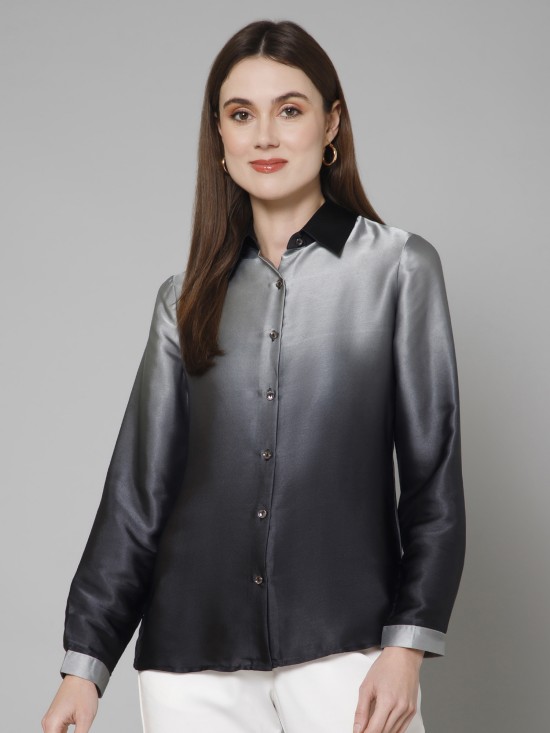 Ombre Casual Satin Shirt