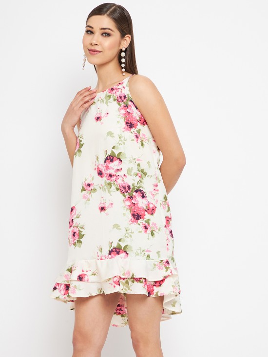 Printed cross back trapeze dress