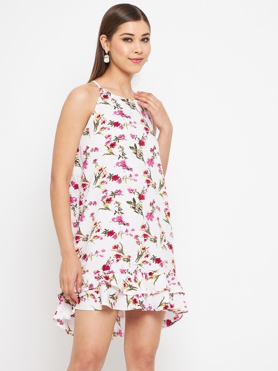 Printed cross back trapeze dress