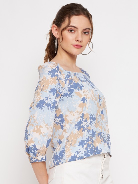 Abstract printed blouson Top