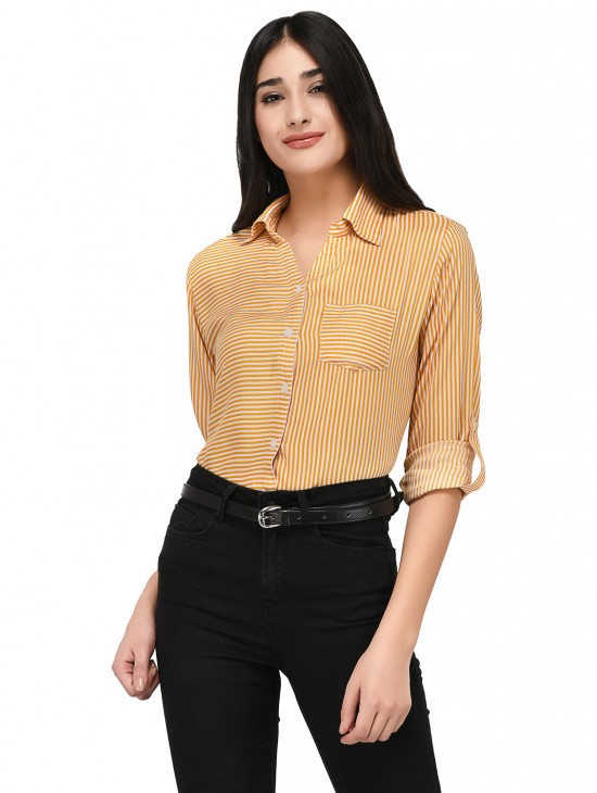 Placement Stripes Shirt with Pocket