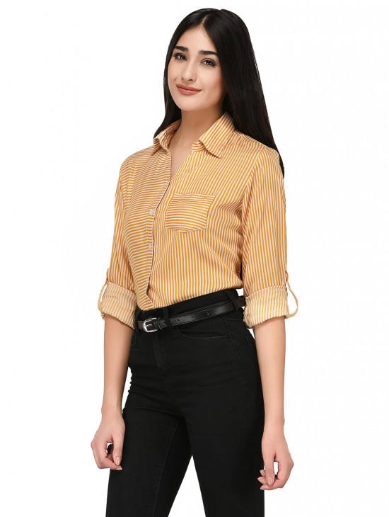 Placement Stripes Shirt with Pocket