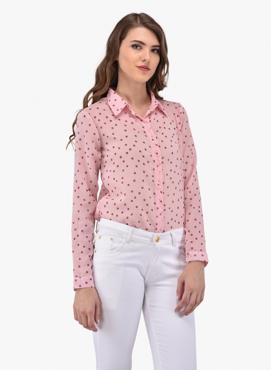PURYS floral pink rose buttoned shirt