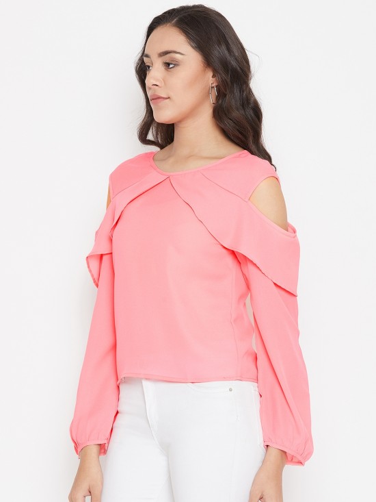 Solid Cold Shoulder Flap Top