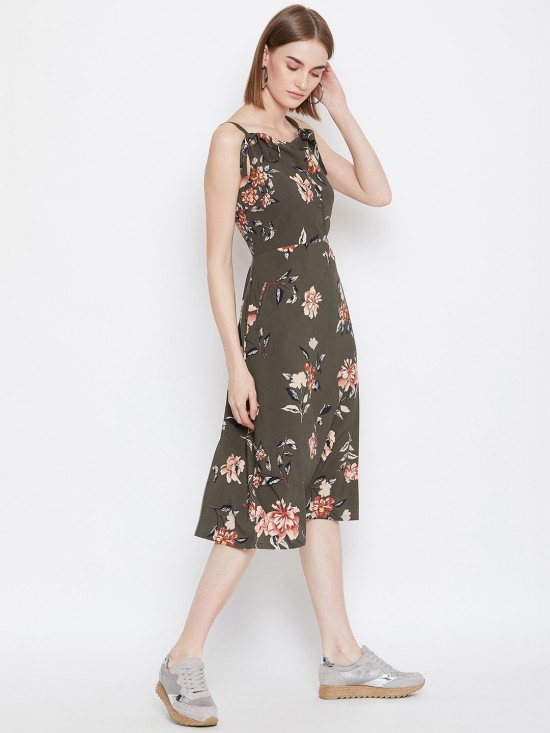 Floral printed riviera eyelet midi dress