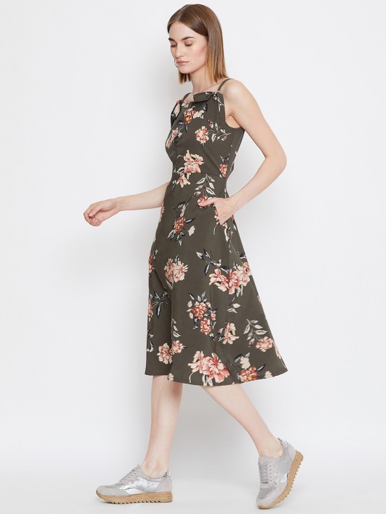 Floral printed riviera eyelet midi dress