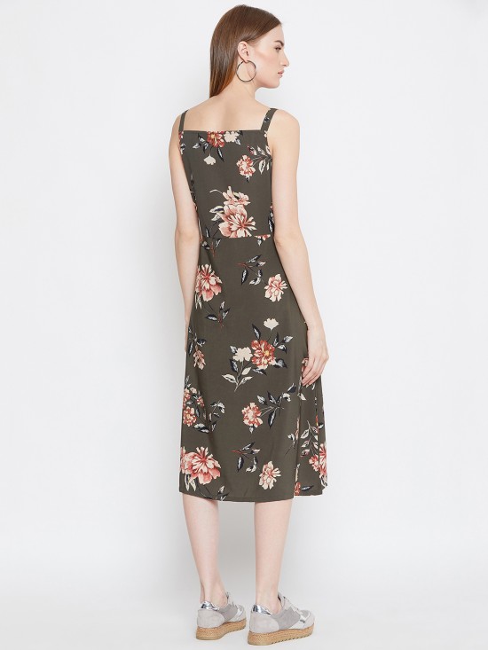 Floral printed riviera eyelet midi dress