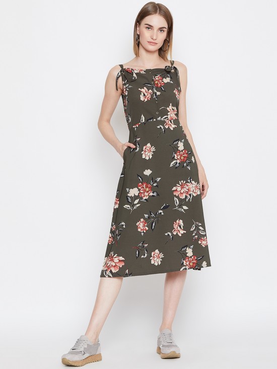 Floral printed riviera eyelet midi dress