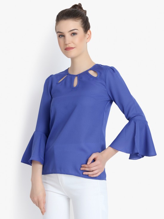 Keyhole Yoke Bell Sleeves Top