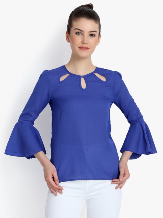 Keyhole Yoke Bell Sleeves Top