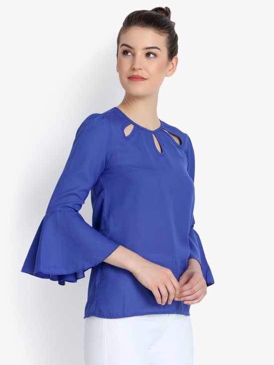 Keyhole Yoke Bell Sleeves Top