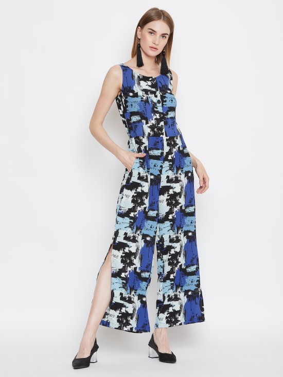 Abstract Printed Sleeveless Jumpsuit