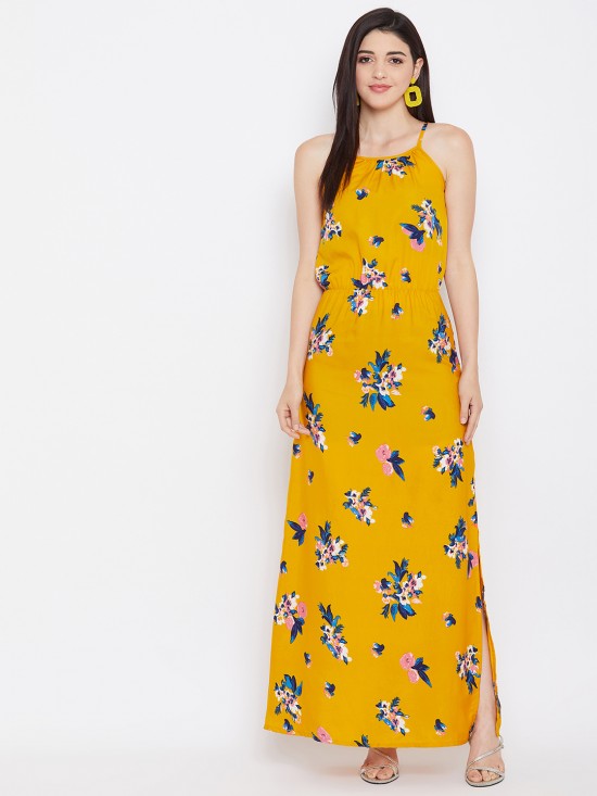 Floral printed noodle strap maxi