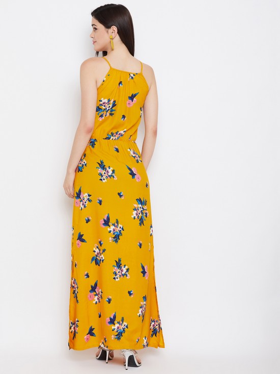 Floral printed noodle strap maxi