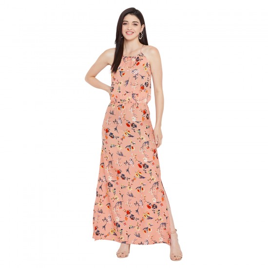 Floral printed noodle strap maxi