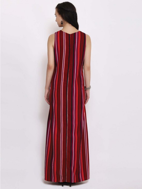 Stripes Printed Sleeveless Maxi