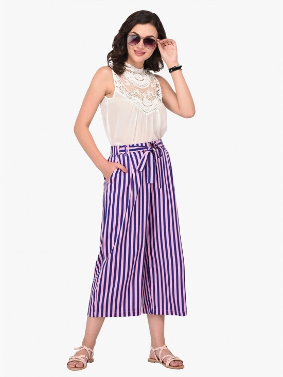 Culottes with wide stripes print
