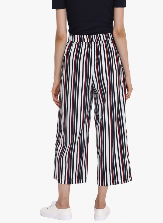 Multicolor stripes printed culottes