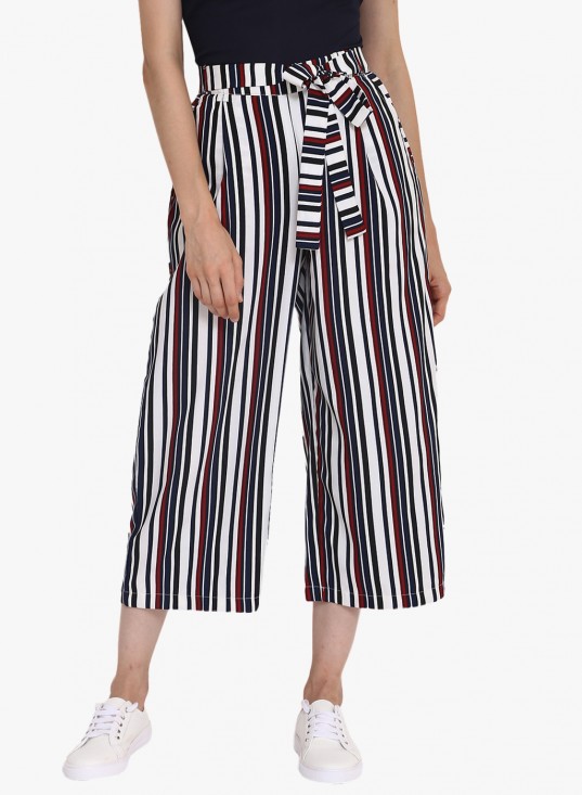 Multicolor stripes printed culottes