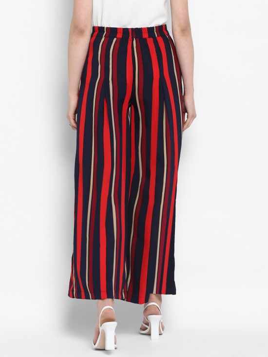 Stripes printed flared trousers