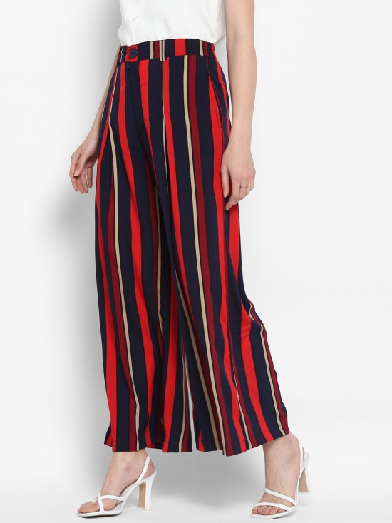 Stripes printed flared trousers