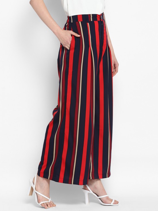Stripes printed flared trousers