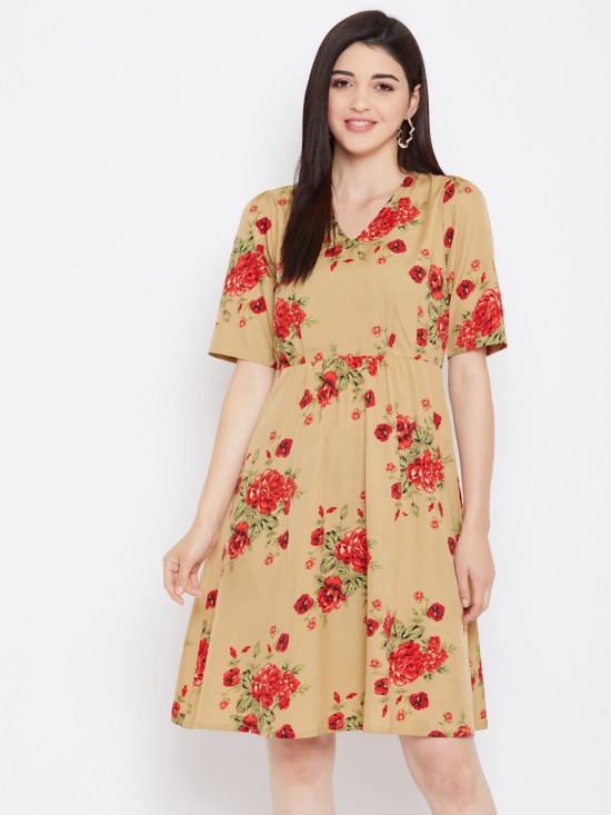 Floral printed shift dress