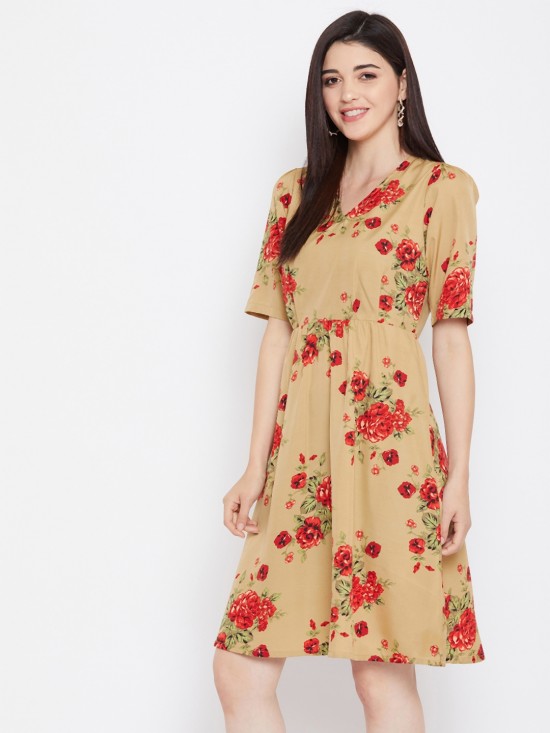 Floral printed shift dress