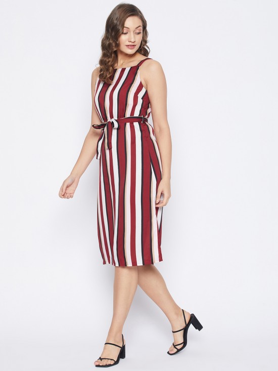 Stripes printed straight dress