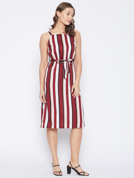 Stripes printed straight dress