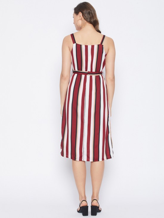 Stripes printed straight dress