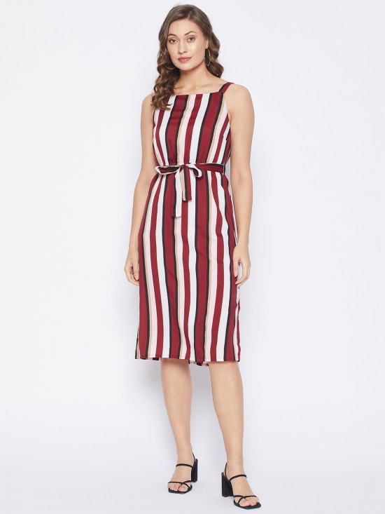 Stripes printed straight dress