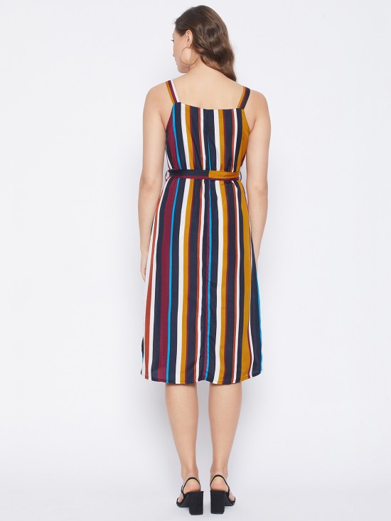 Stripes printed straight dress