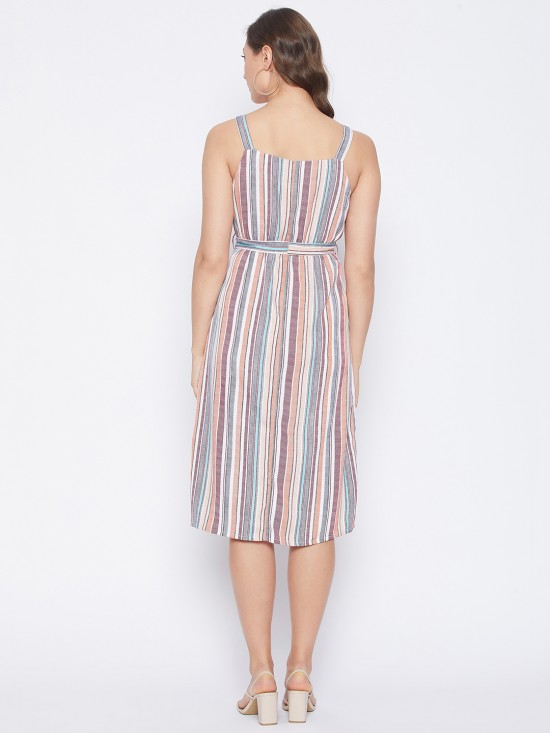 Stripes printed straight dress