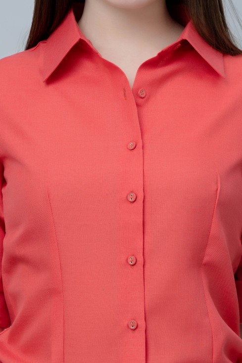 Women's Red Formal Linen Shirt